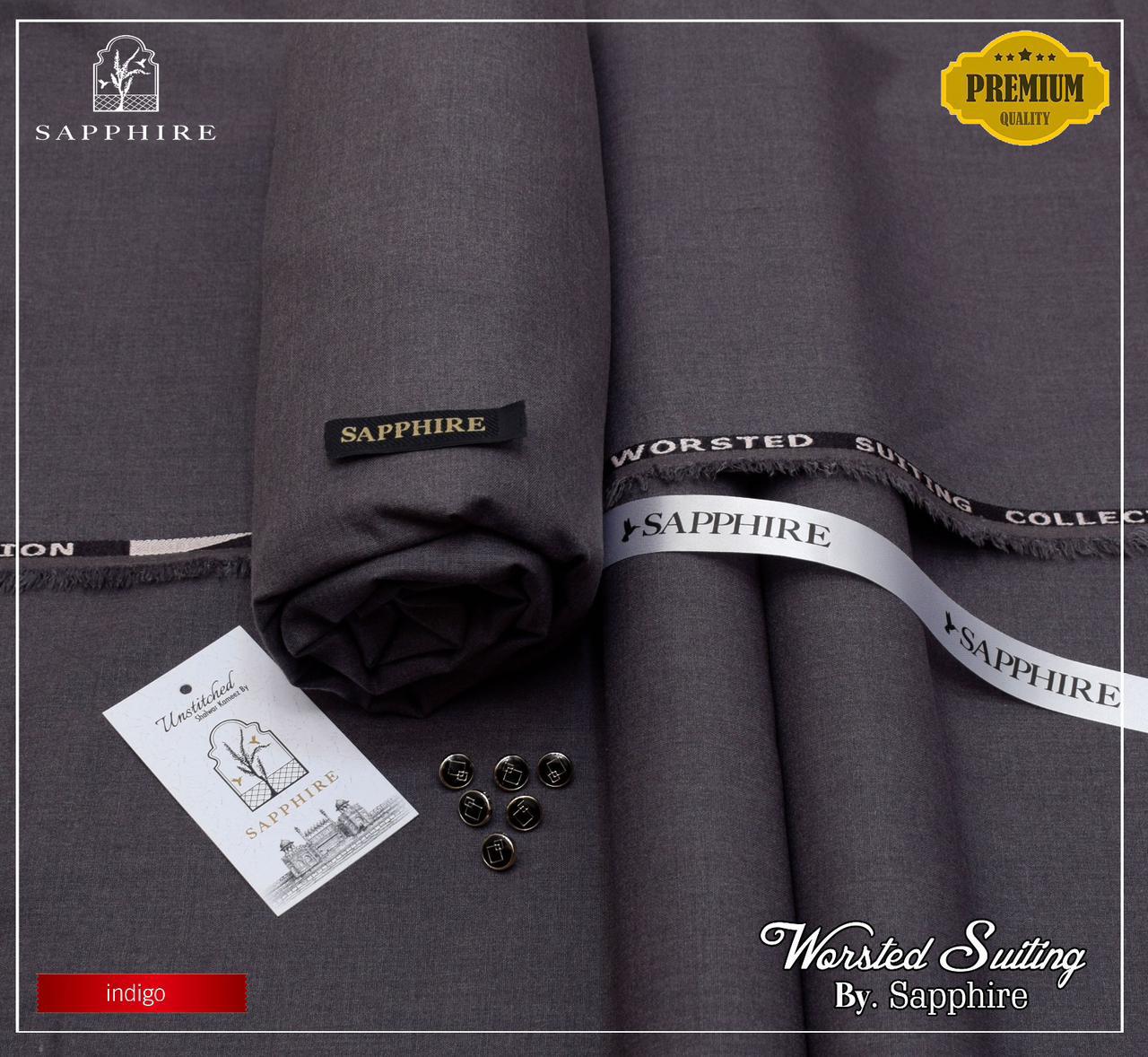 Sapphire Worsted Wool - Indigo