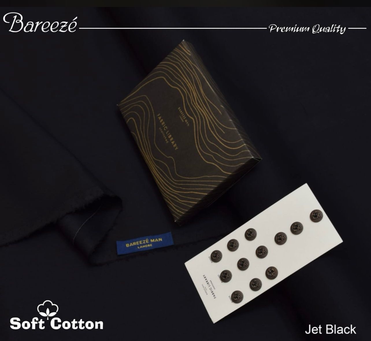 Bareeze Soft Cotton- Jet Black