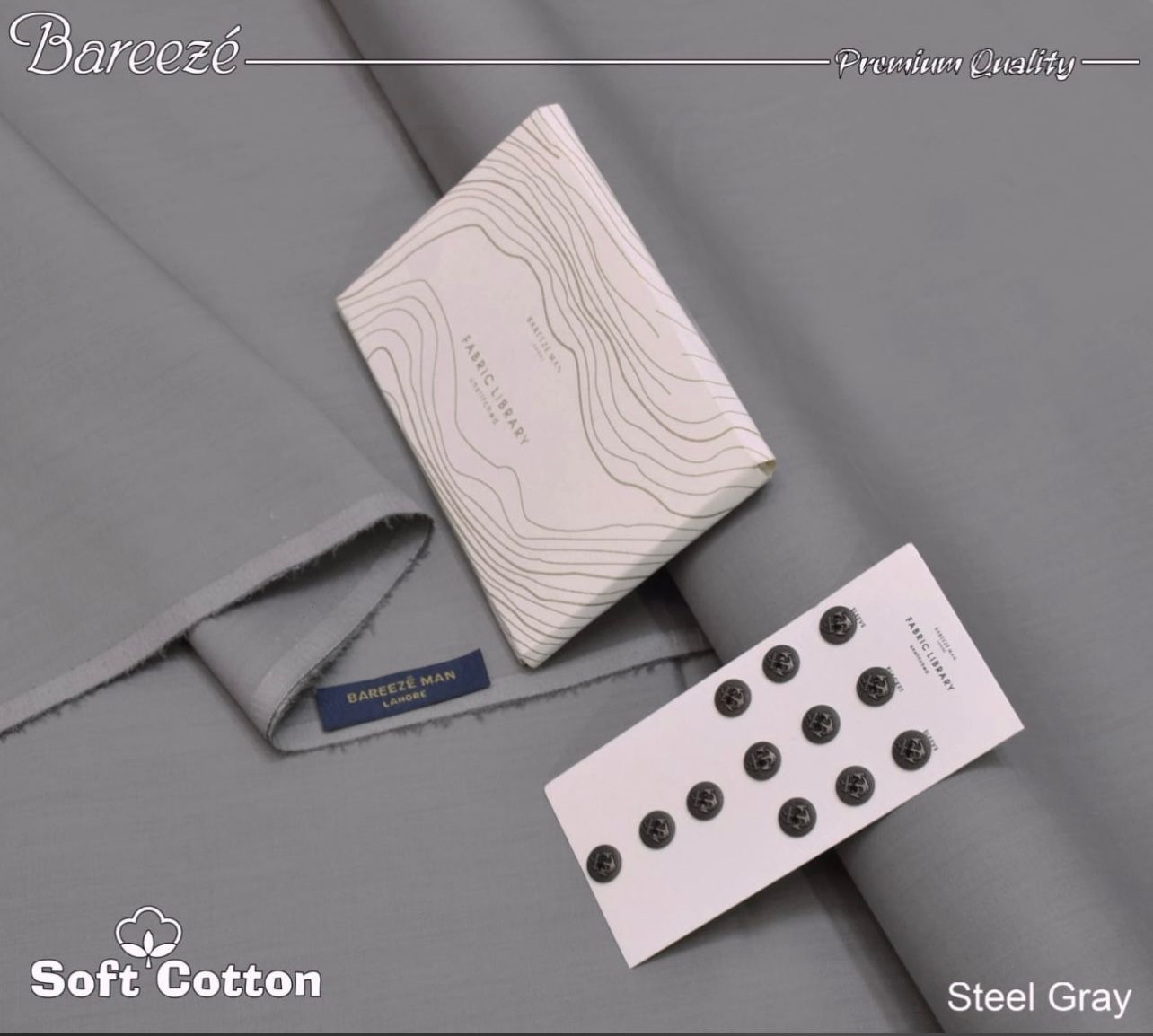 Bareeze Soft Cotton- Steel Grey