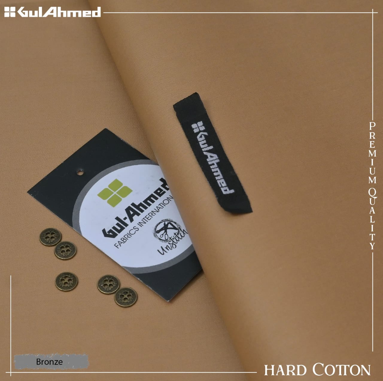 Gul Ahmed 100%Cotton-Bronze-Unstitched Men's Wear | Best For Summer