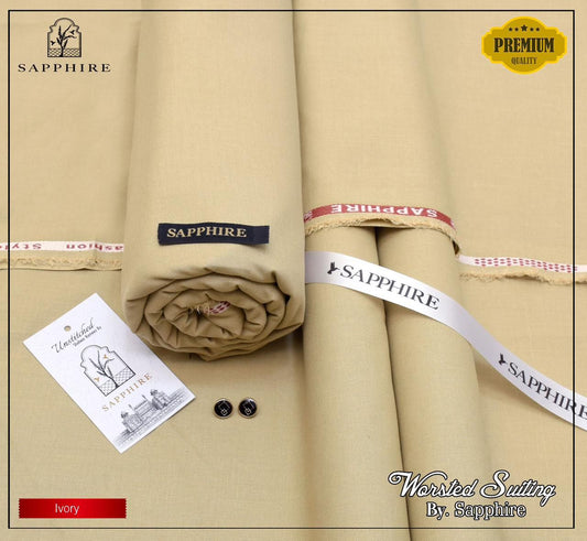 Sapphire Worsted Wool - Ivory