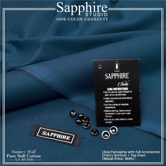 Sapphire Soft Finish Cotton-Teal Blue