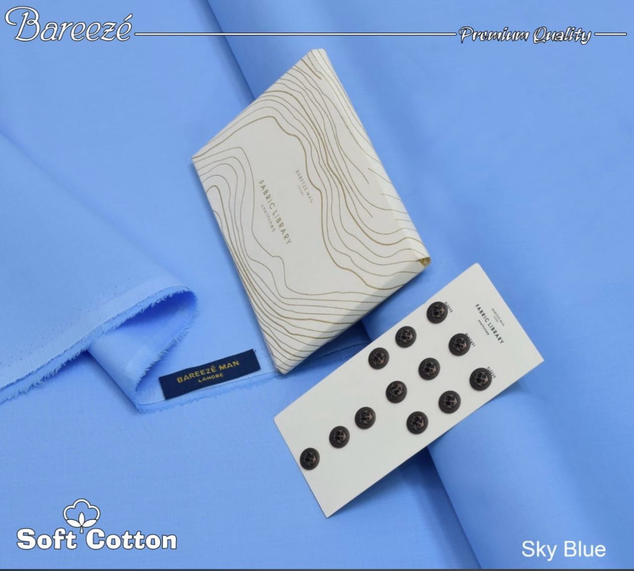 Bareeze Soft Cotton- Sky Blue