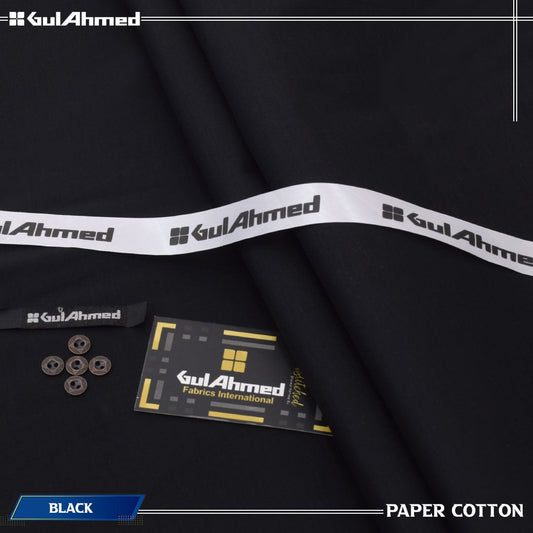 Gul Ahmed 100% Cotton-Black-Unstitched Men's Wear | Best For Summer