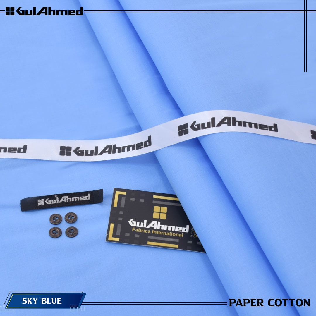 Gul Ahmed 100% Cotton-Sky Blue-Unstitched Men's Wear | Best For Summer