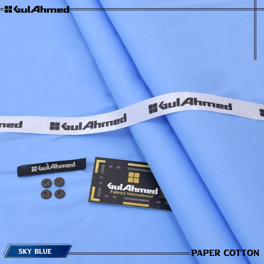 Gul Ahmed 100% Cotton-Sky Blue-Unstitched Men's Wear | Best For Summer
