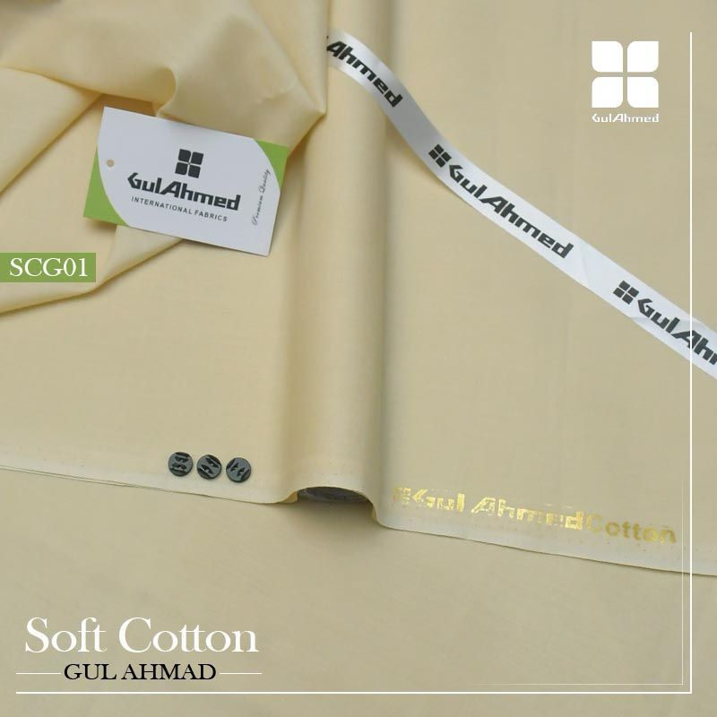 Gul Ahmed 100%Cotton-Ivory Cream -Unstitched Men's Wear | Best For Summer