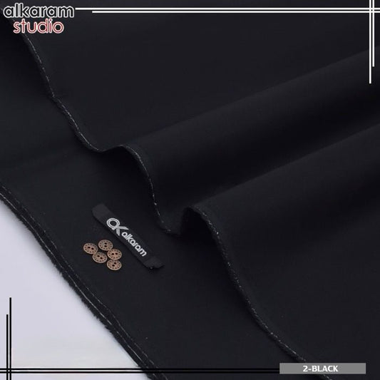 Al-karam 100% Pure Cotton-Jet Black-Unstitched Men's Wear-Best For Summer