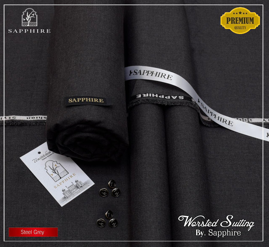 Sapphire Worsted Wool - Steel Grey