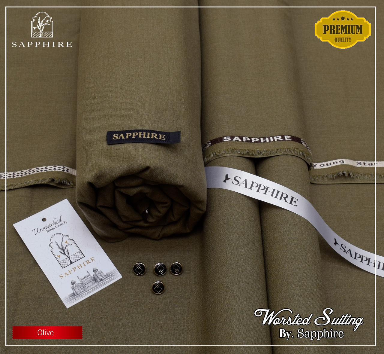 Sapphire Worsted Wool - Olive